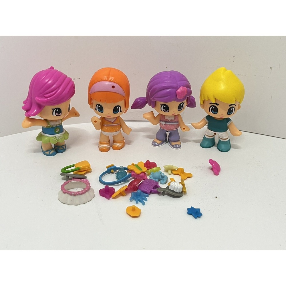 PINYPON PINY PON Interchangeable 3" Dolls & Many Accessories Bows Purses